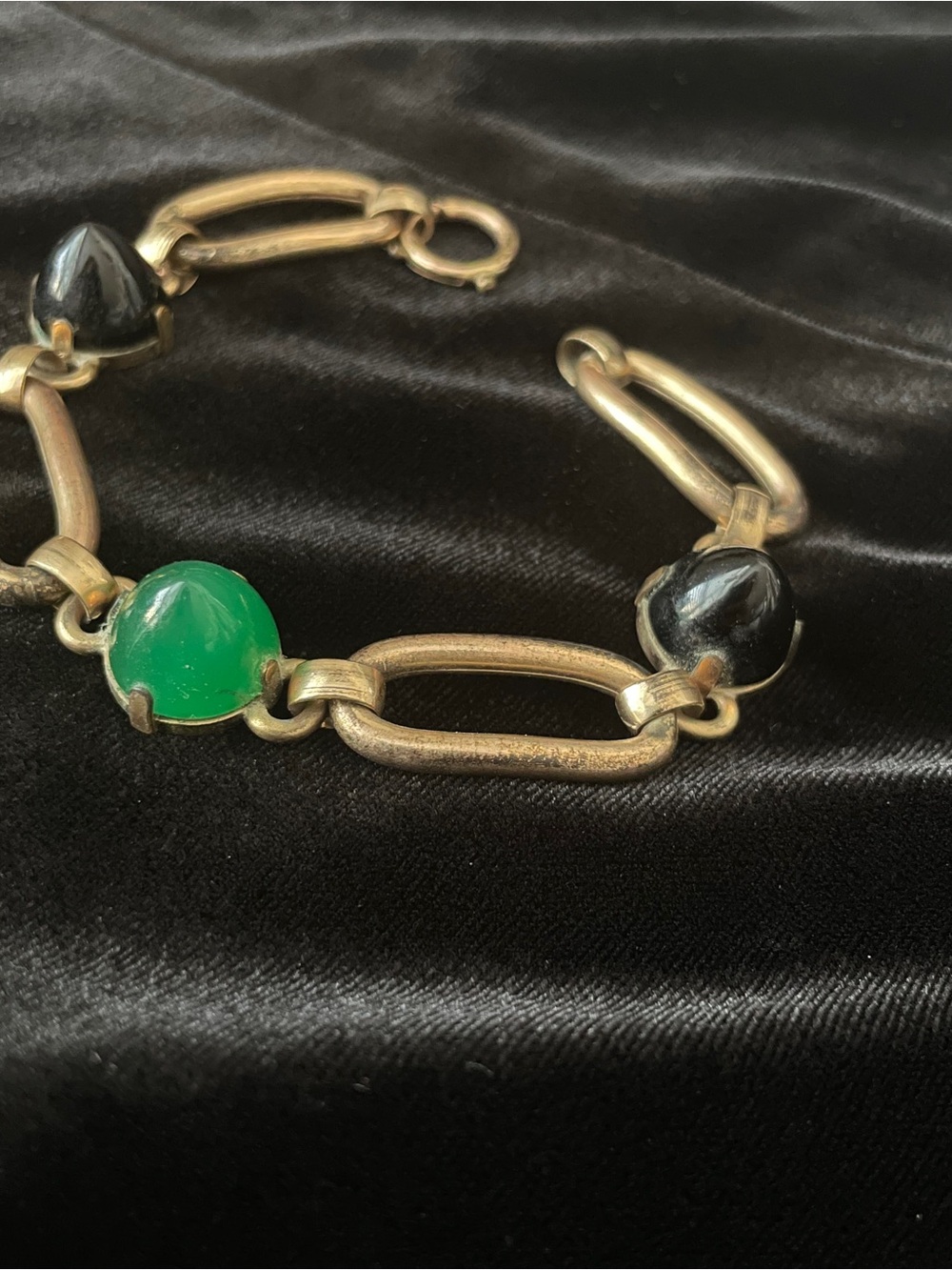 Bracelet with Green and Black Stones